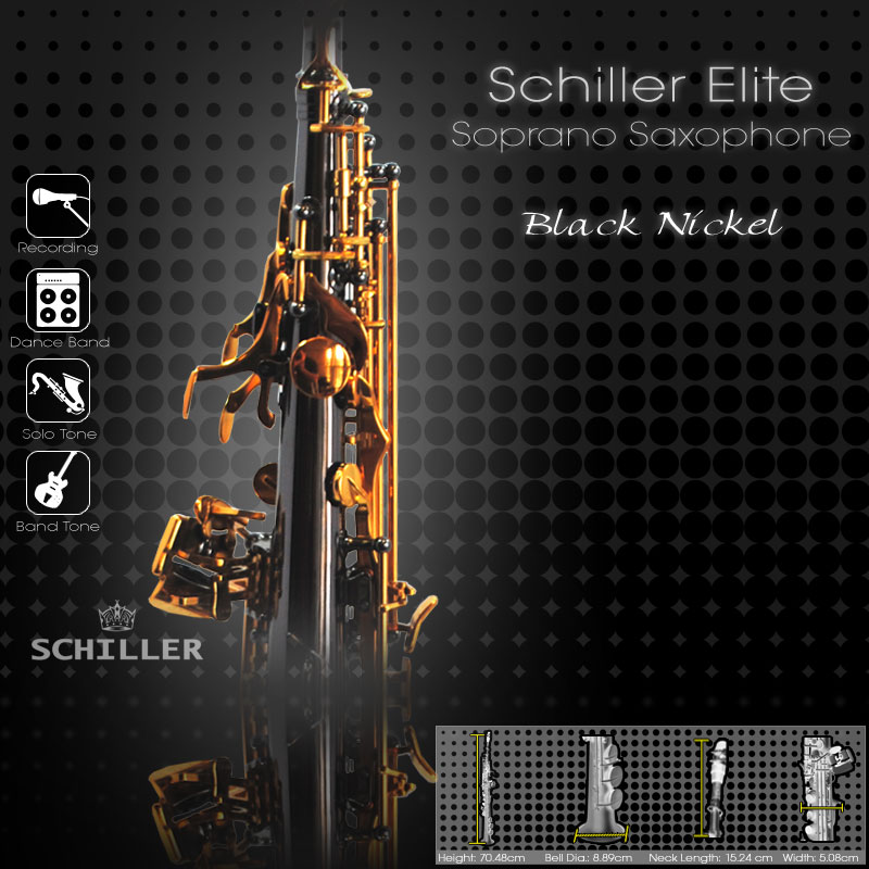 Elite Luxus V Soprano Saxophone – Black Nickle Plated w/ Gold