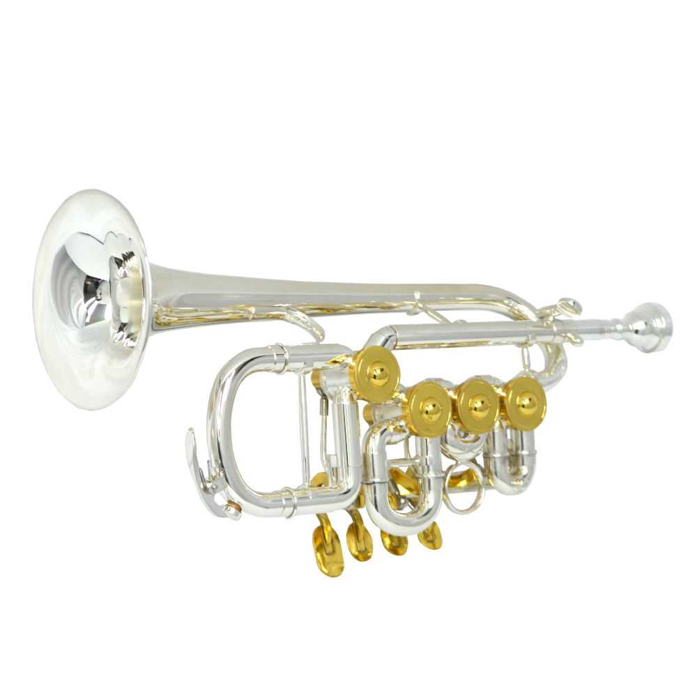Elite Rotary Valve Piccolo Trumpet - Silver & Gold