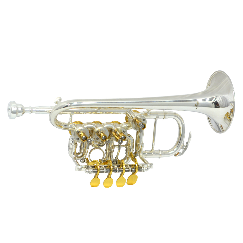 Elite Rotary Valve Piccolo Trumpet – Silver & Gold
